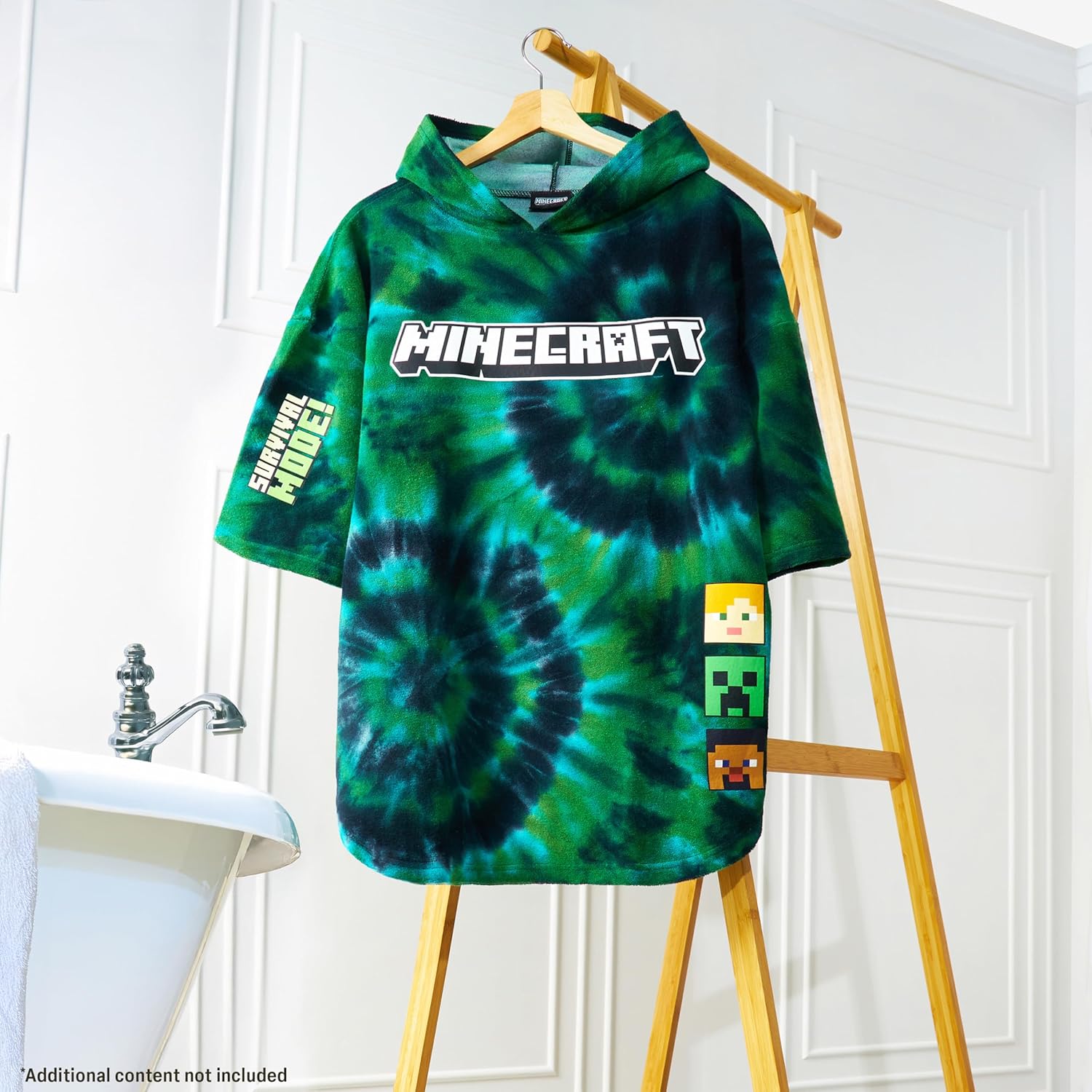 Poncho de bain à capuche Minecraft Creeper Multi Tie Dye – Image 5