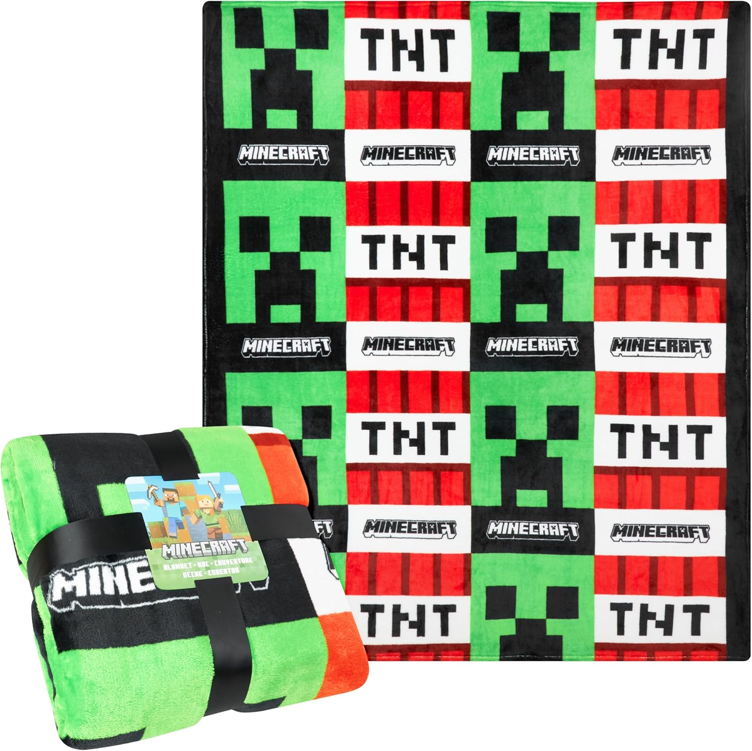 Plaid polaire Minecraft Creeper TNT 130 x 150 cm