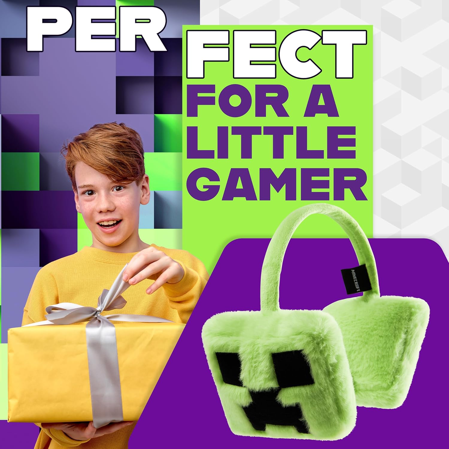 Cache-oreilles enfant Minecraft en fausse fourrure – Image 2