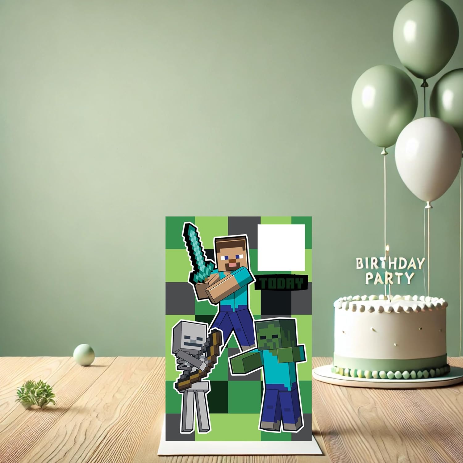 Carte d’anniversaire Minecraft avec feuille d’autocollants bonus – Image 4