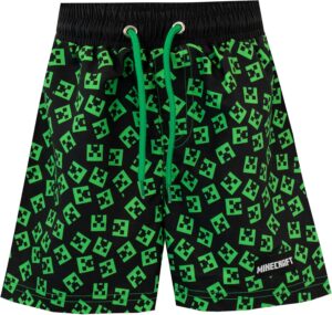 Short de bain Minecraft Creeper noir pour garçon