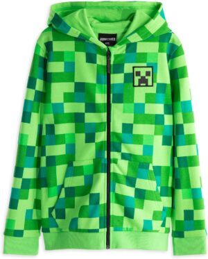 Sweat à capuche zippé Creeper Minecraft pour garçon