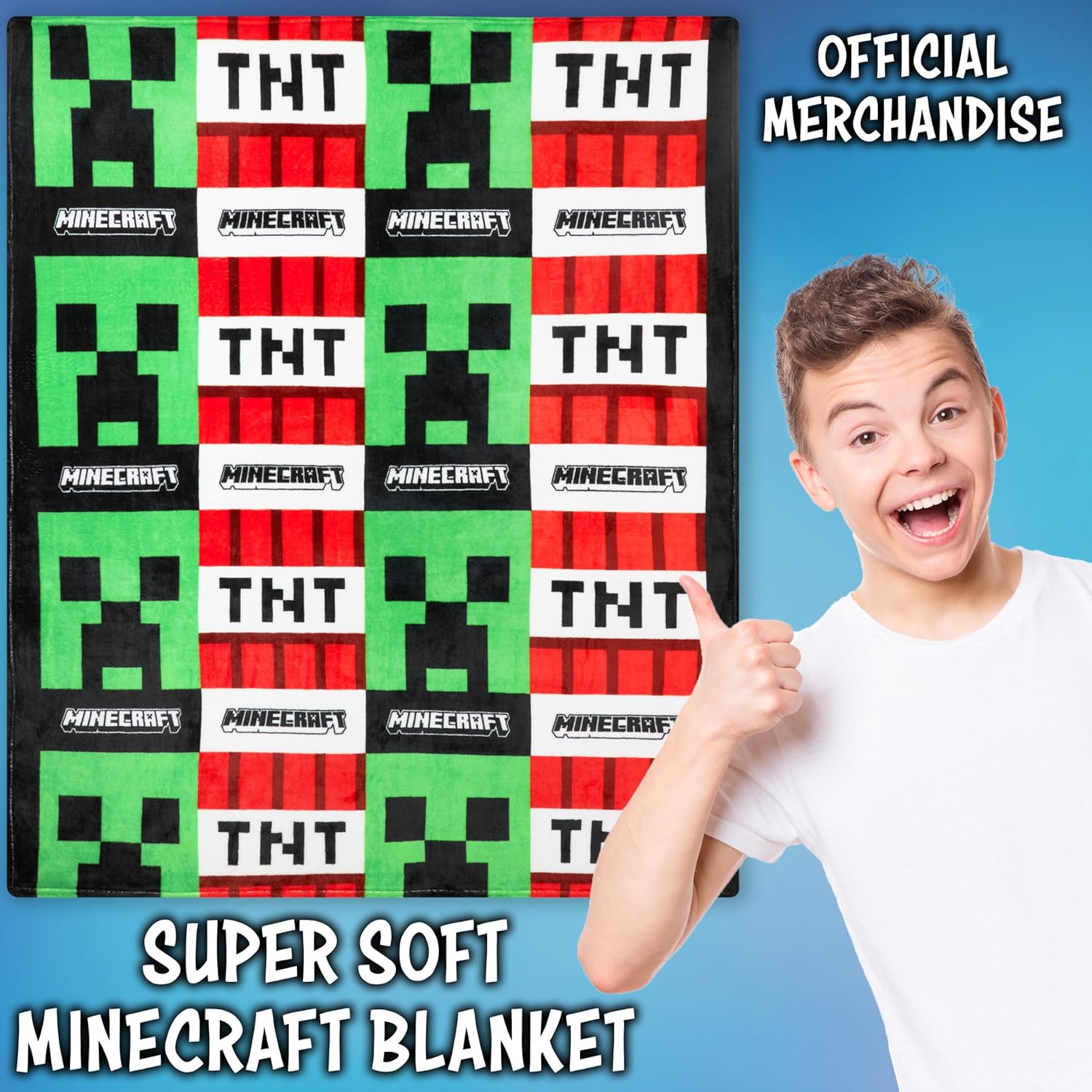 Plaid polaire Minecraft Creeper TNT 130 x 150 cm – Image 2
