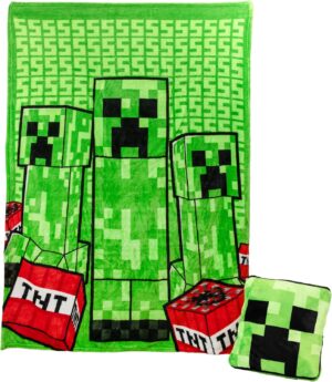 Plaid coussin 2 en 1 Minecraft Creeper