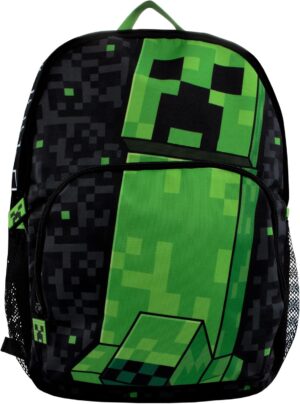 Sac à dos Minecraft enfant noir avec Creeper pixelisé