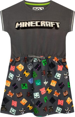 Robe fille Minecraft à logo réversible à paillettes