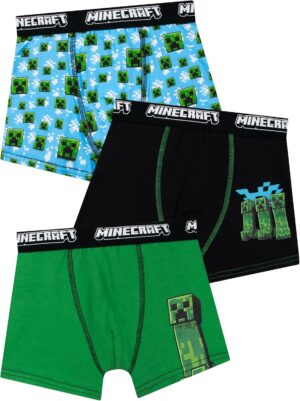 Lot de 3 boxers Minecraft Creeper pour garçon