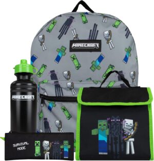 Ensemble scolaire Minecraft Creeper 4 pièces noir