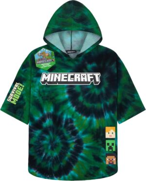 Poncho de bain à capuche Minecraft Creeper Multi Tie Dye