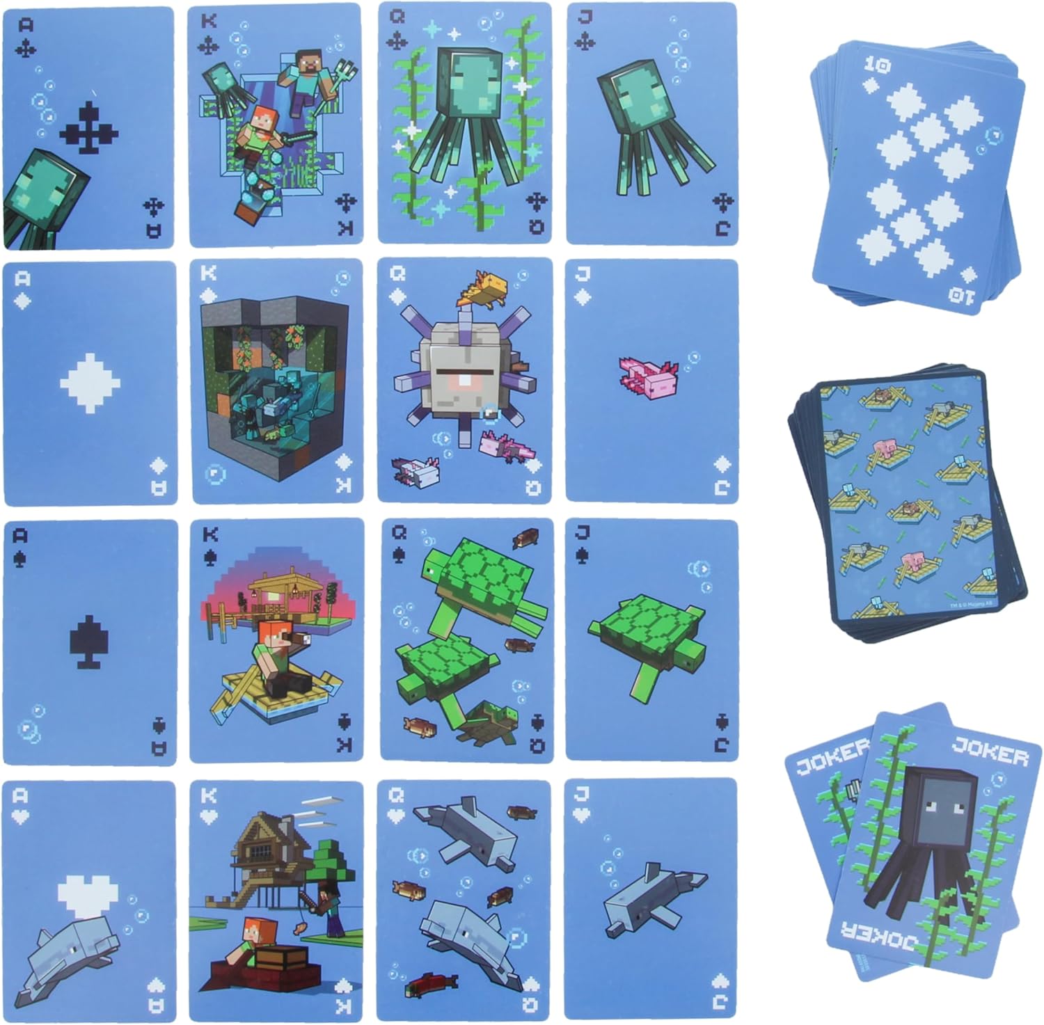 Cartes à jouer Minecraft imperméables Paladone avec étui en relief
