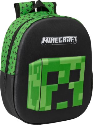 Sac à dos d'école Minecraft 3D multicolore, 27 x 10 x 33 cm