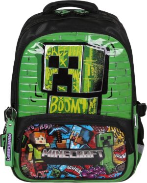 Sac à dos Minecraft Creeper trois compartiments 23 l 40 x 29 x 20 cm