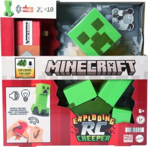 Creeper Minecraft télécommandé Mattel avec 10 particules d’explosion et code DLC HRR48