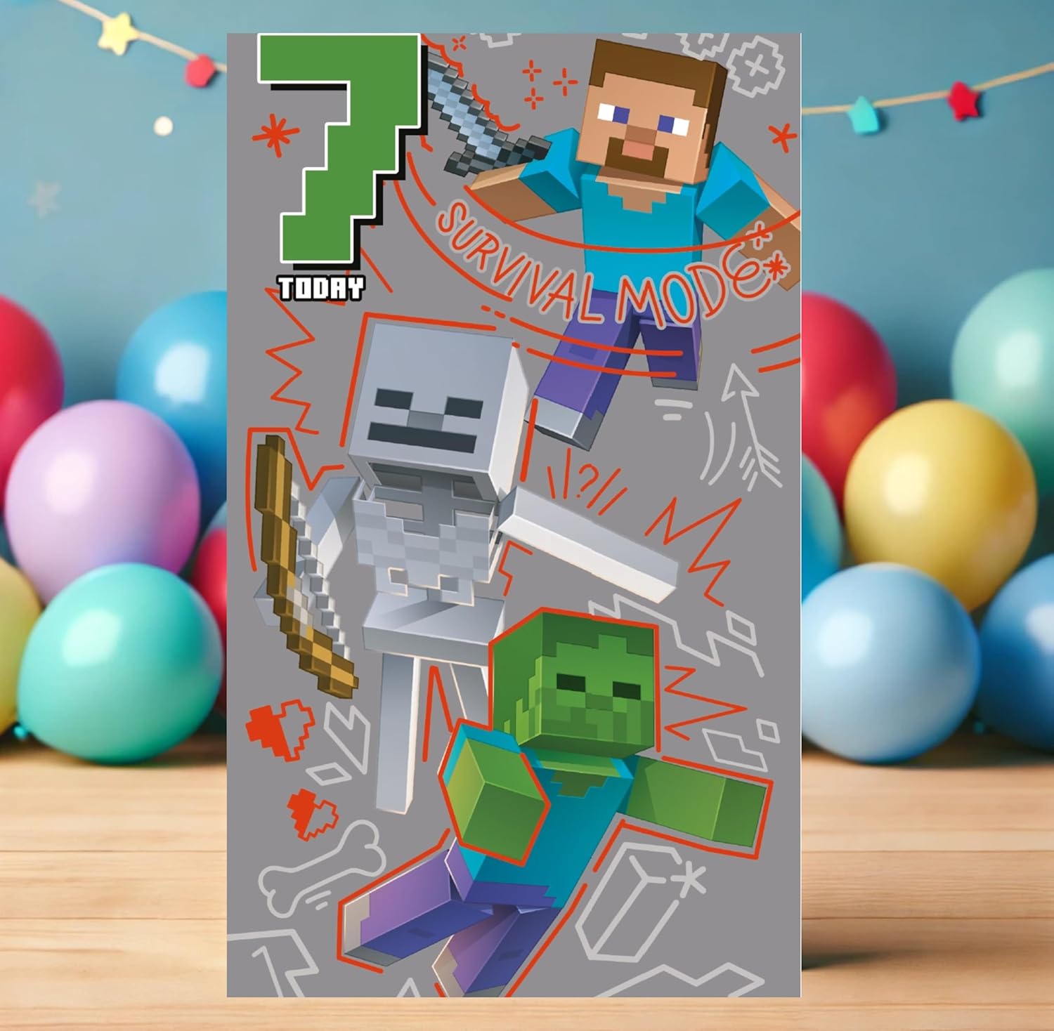 Carte d’anniversaire Minecraft Happy 7th Birthday pour 7 ans – Image 2
