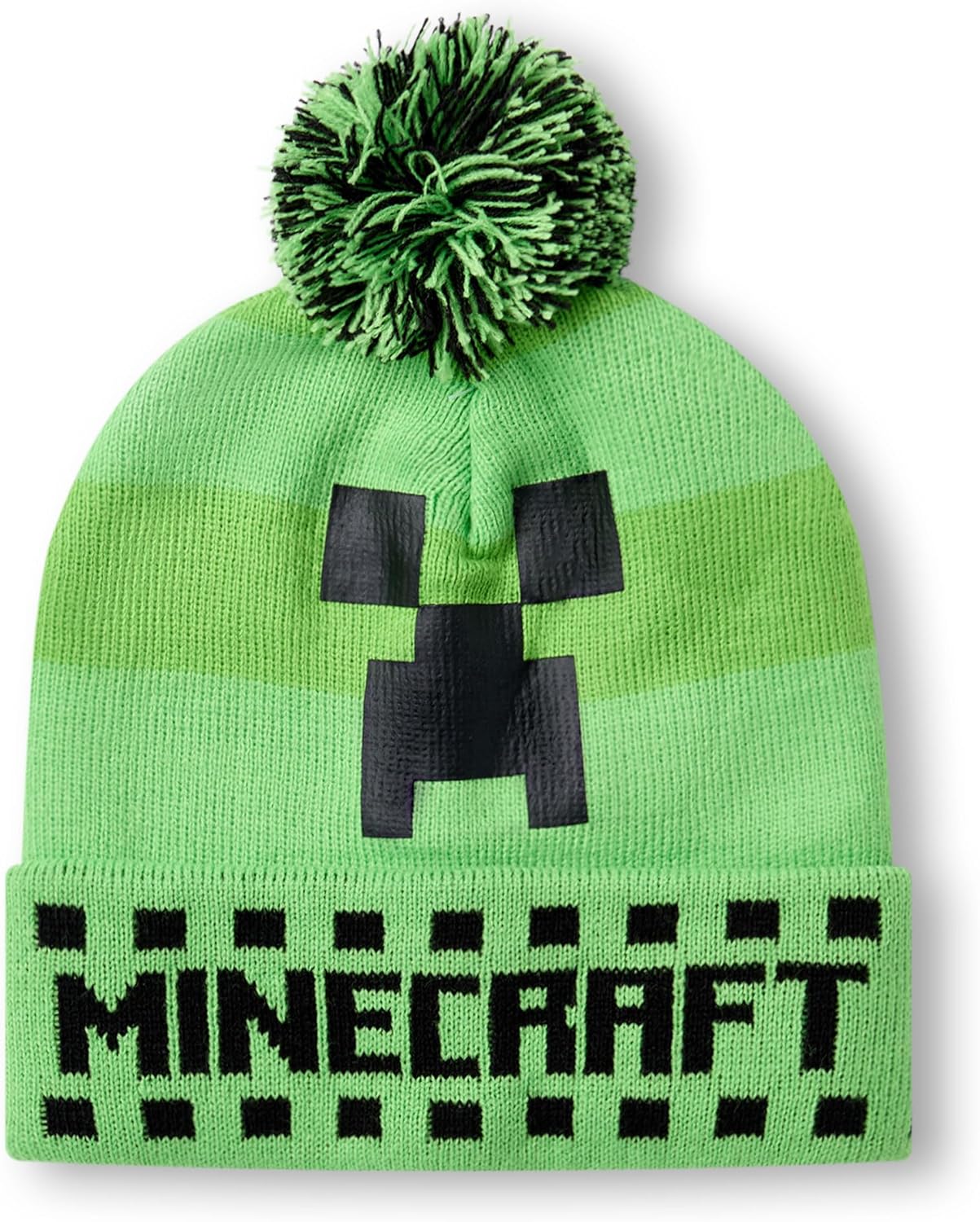 Ensemble hiver Minecraft Creeper avec bonnet à pompon, gants et écharpe enfant – Image 3