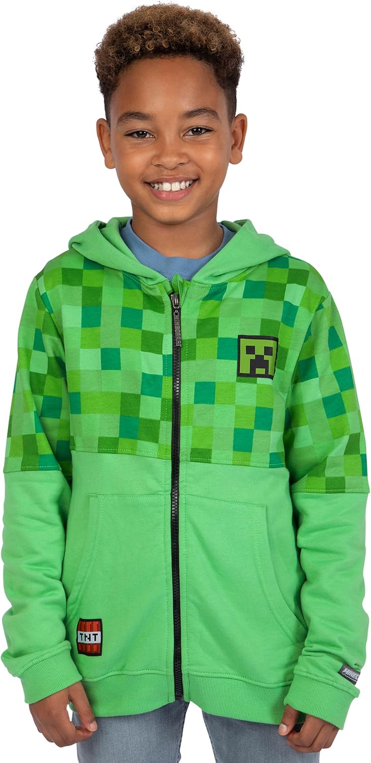 Sweat zippé à capuche Minecraft garçon en 100 % coton – Image 2