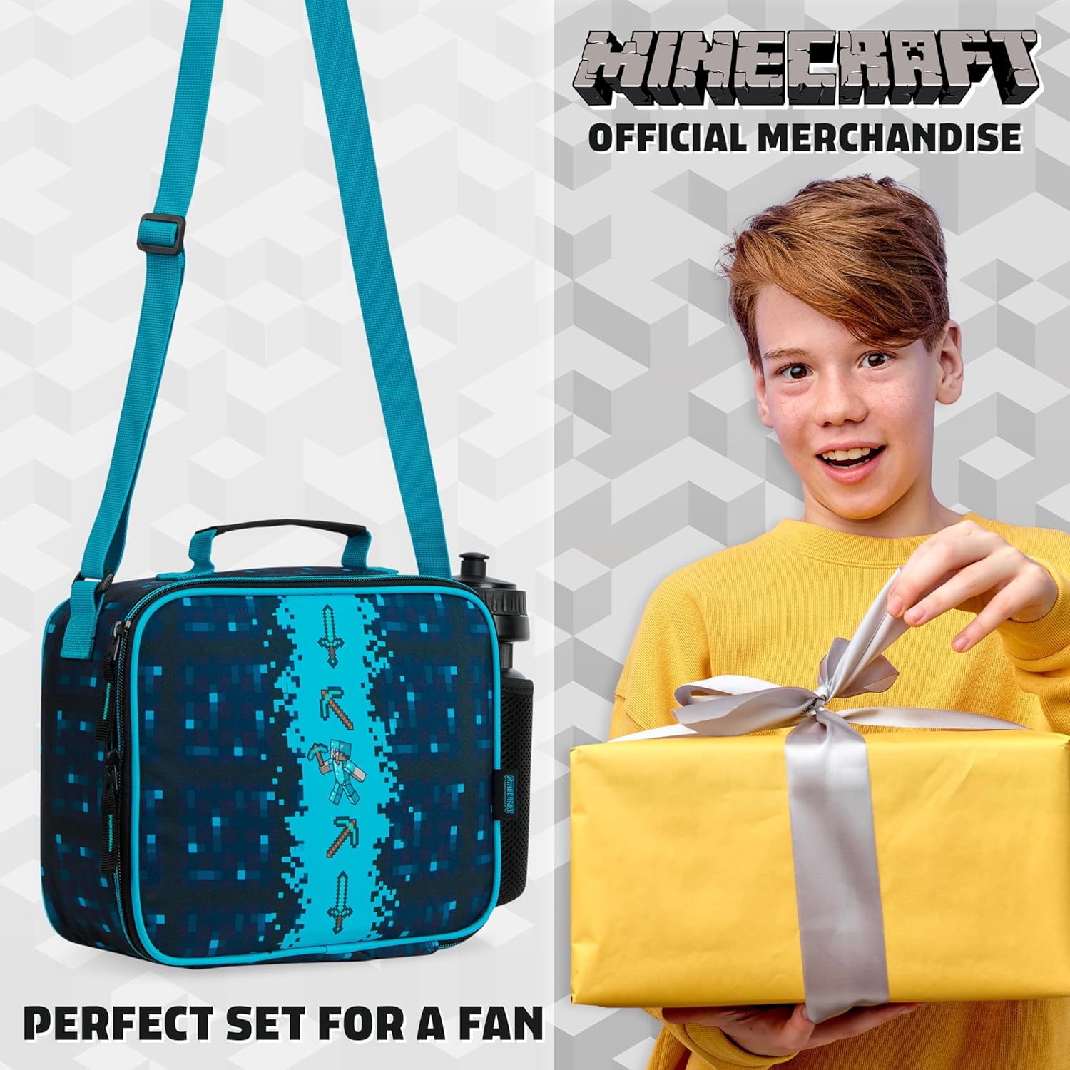 Lunch bag Minecraft Creeper bleu/noir avec gourde 550ml – Image 3