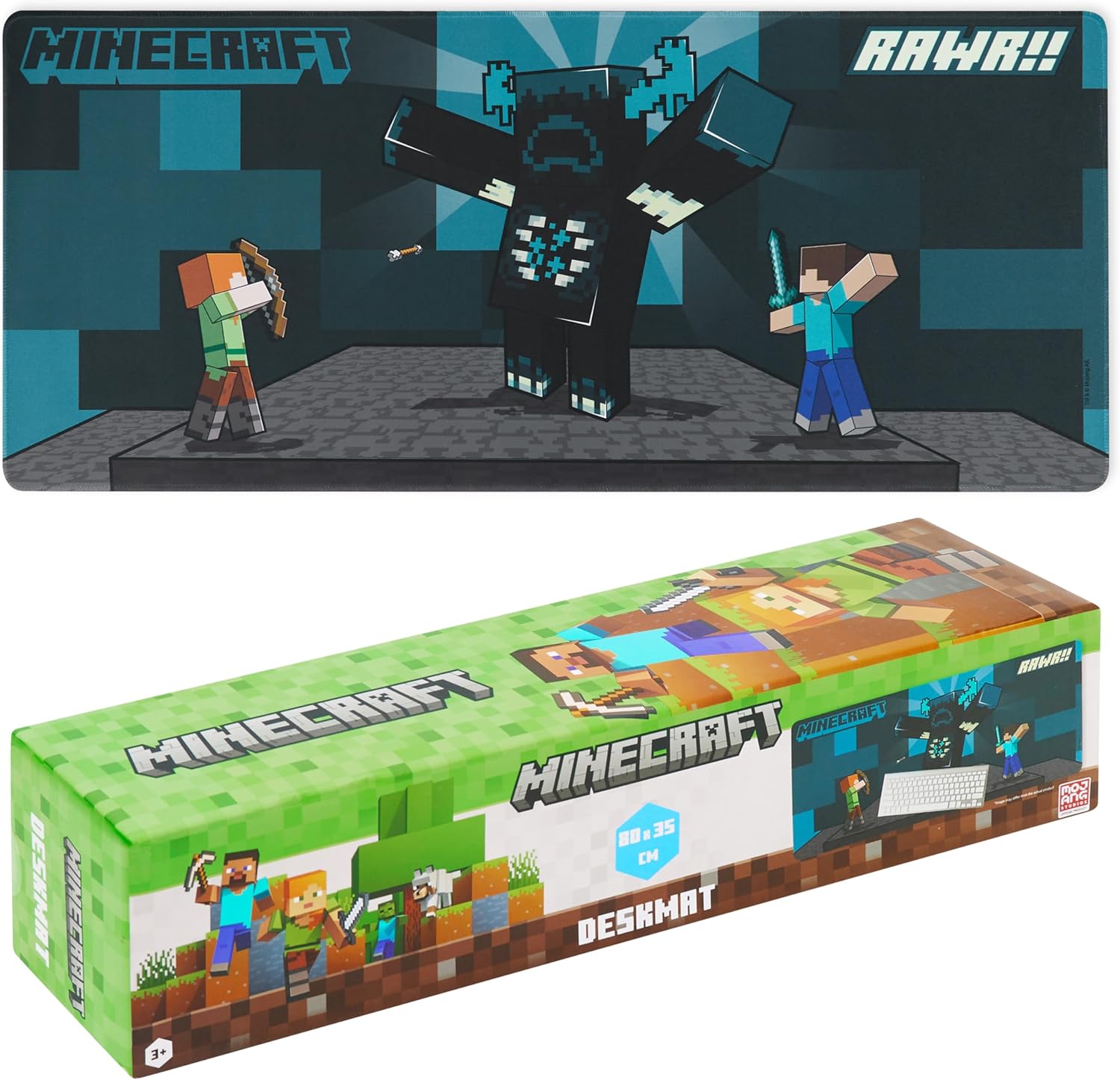 Tapis de bureau antidérapant Minecraft bleu 80 x 35 cm