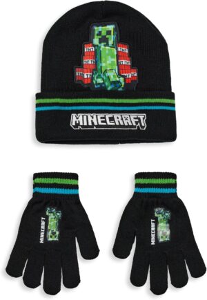 Ensemble hiver Minecraft TNT Creeper bonnet et gants taille unique