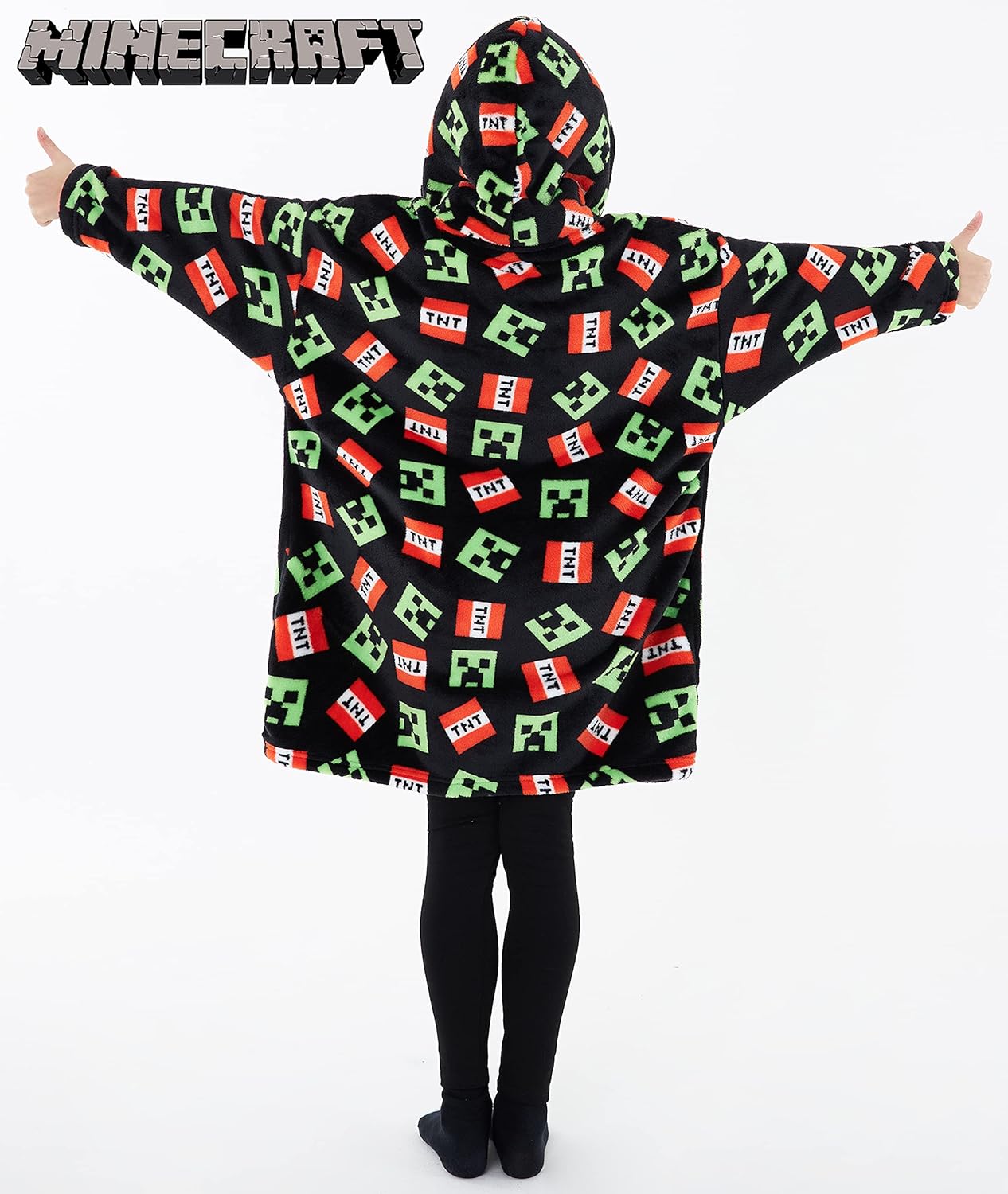 Sweat plaid à capuche Minecraft enfant en polaire, taille unique – Image 6