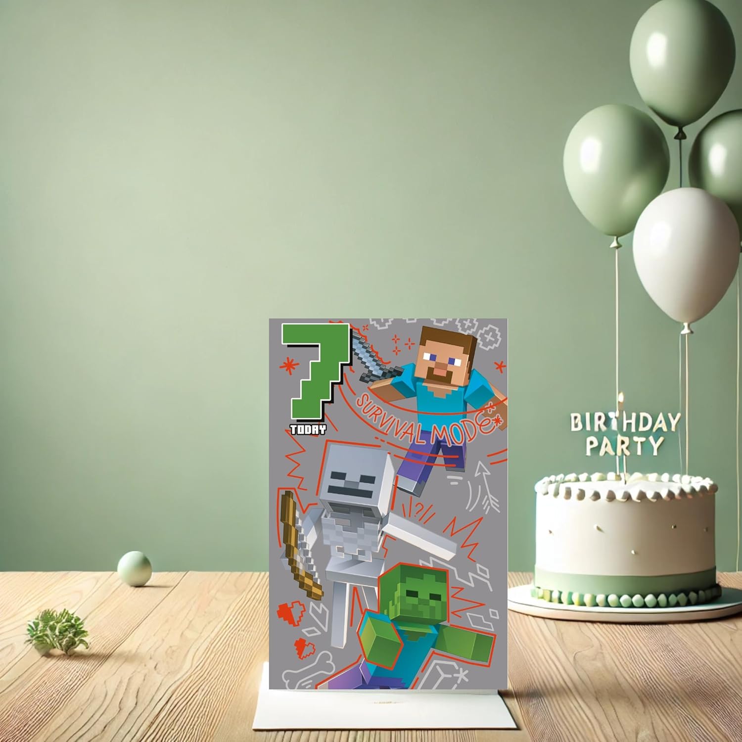 Carte d’anniversaire Minecraft Happy 7th Birthday pour 7 ans – Image 3