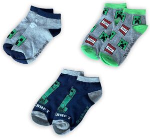 Lot de 3 paires de chaussettes enfant Minecraft Creeper, Steve et TNT 23-26