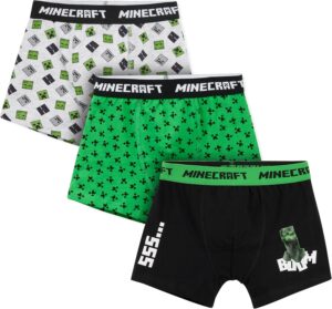 Lot de 3 boxers Minecraft garçon, tailles 7-8 ans à 13-14 ans