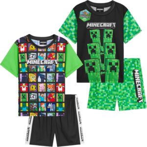 Pyjama Minecraft manches courtes enfant et ado, lot 1 ou 2