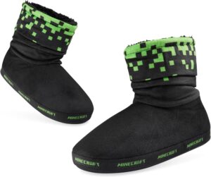 Chaussons montants Minecraft Creeper fourrés pour enfant et ado