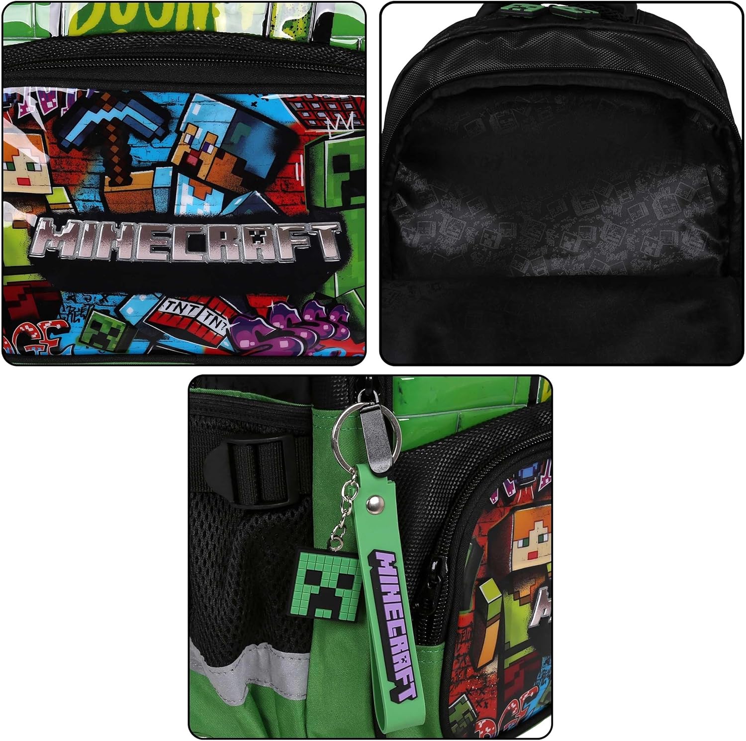 Sac à dos Minecraft Creeper trois compartiments 23 l 40 x 29 x 20 cm – Image 7