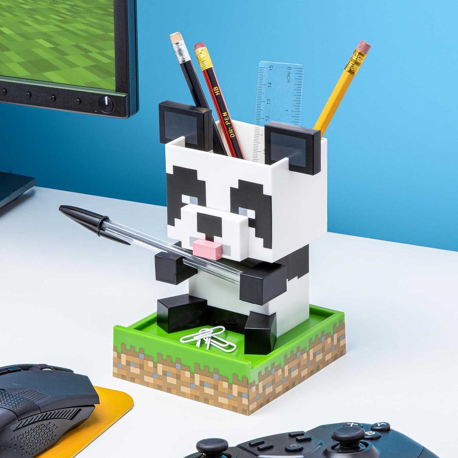 Accessoire de bureau Minecraft Panda avec support téléphone et plateau – Image 2