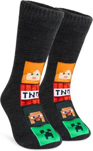 Chaussons chaussettes Minecraft Creeper à intérieur polaire