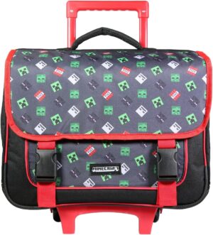 Cartable à roulettes Minecraft noir 38 cm en polyester
