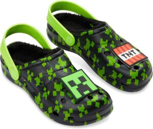 Sabots enfant Minecraft avec doublure polaire et charms