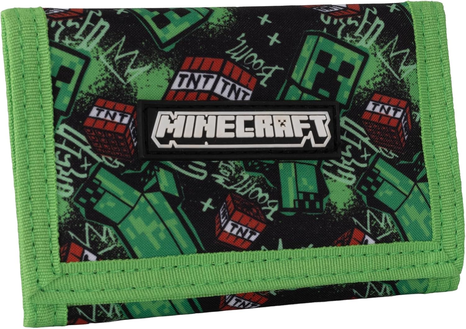 Portefeuille enfant Minecraft TNT vert à 3 volets