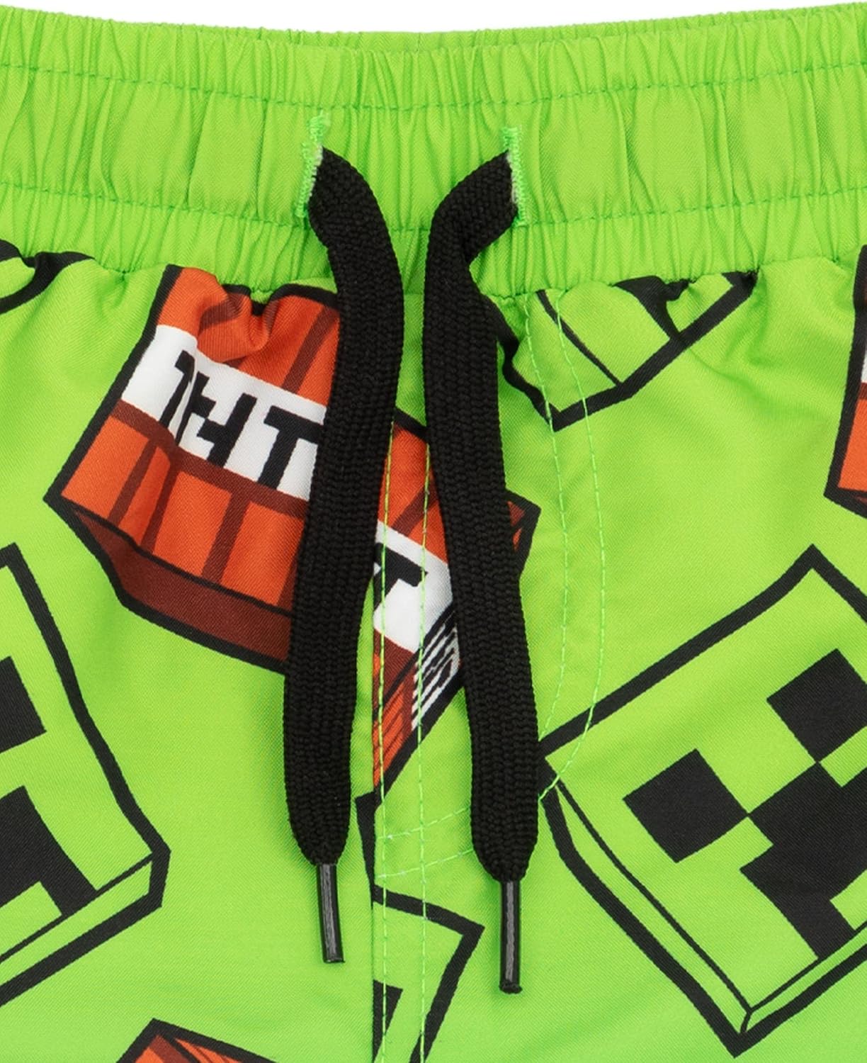 Short de bain Minecraft vert ou bleu vert pour garçon avec Creeper, Steve, Alex et TNT – Image 5