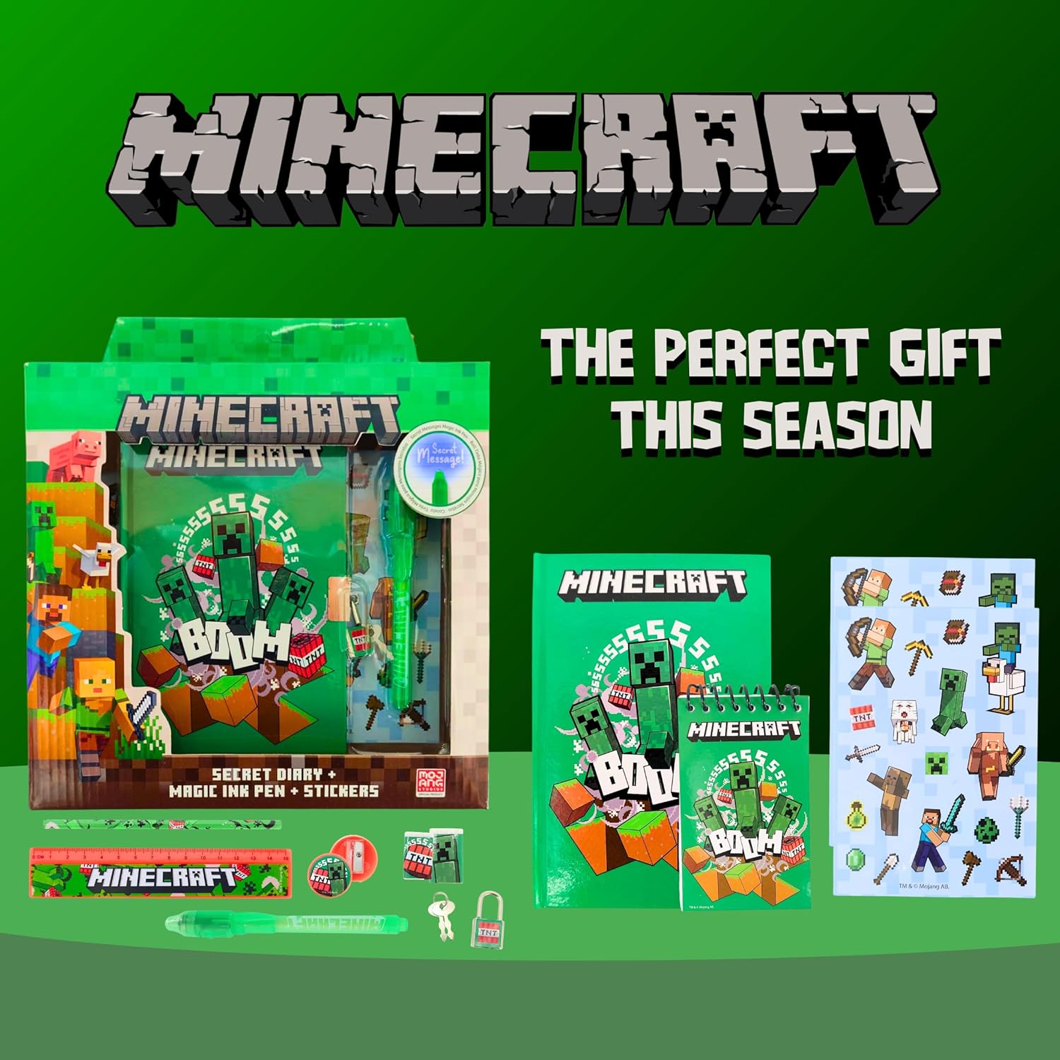 Coffret de papeterie Minecraft avec carnet, cadenas et accessoires – Image 8