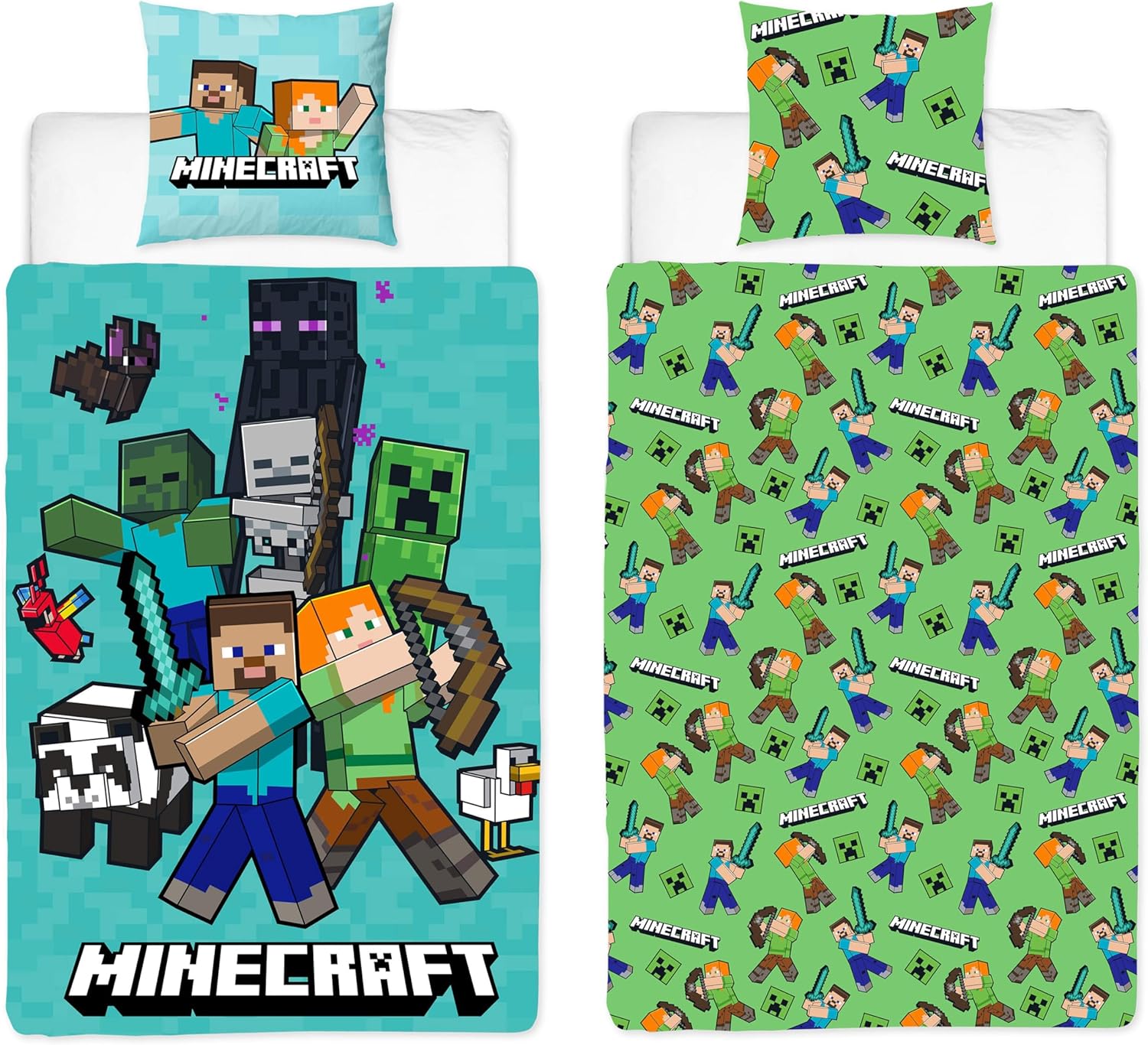 Parure enfant Minecraft Steve et Alex réversible 140x200 cm – Image 3