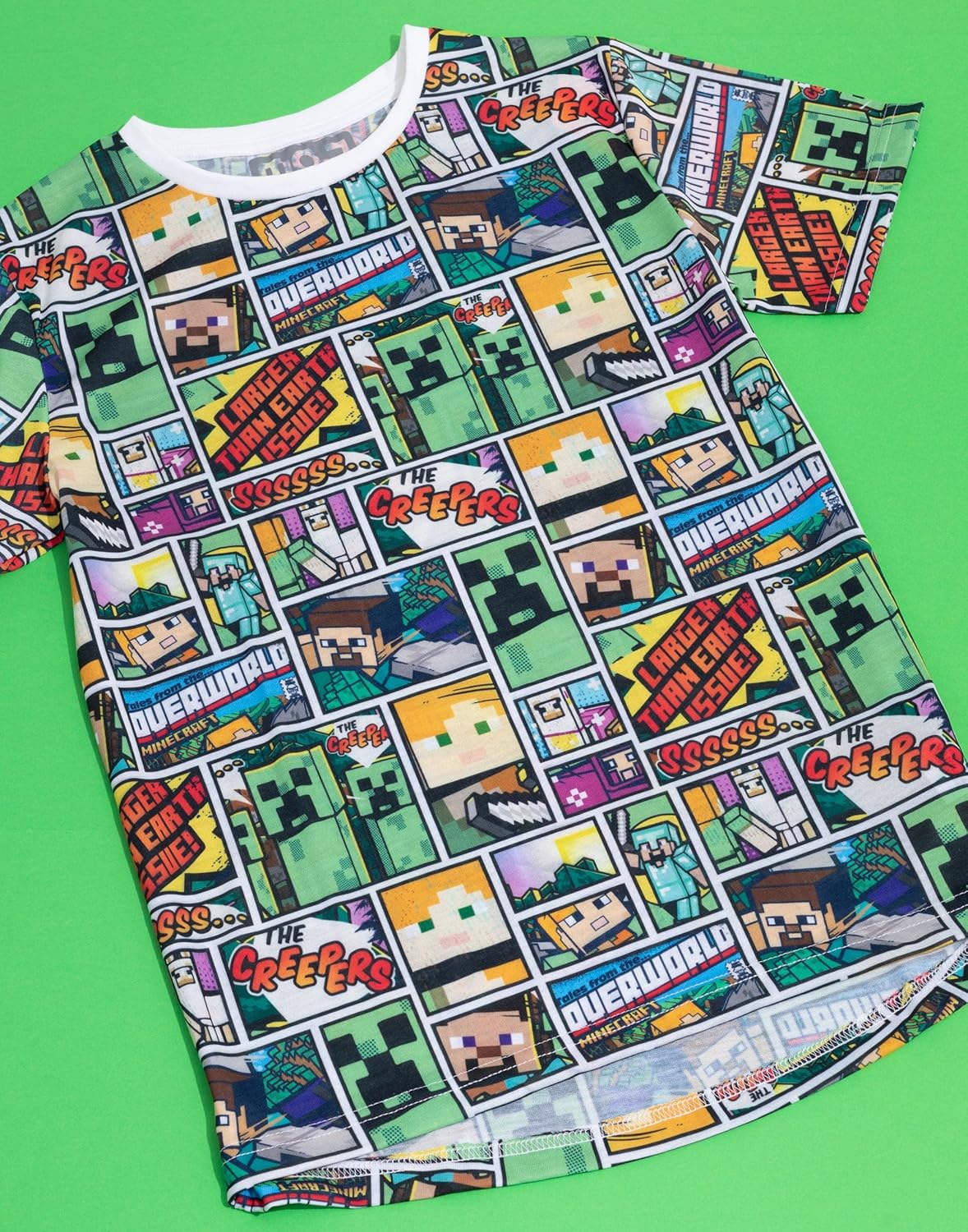 T-shirt Minecraft multicolore Steve et Creeper à manches courtes pour garçon – Image 2