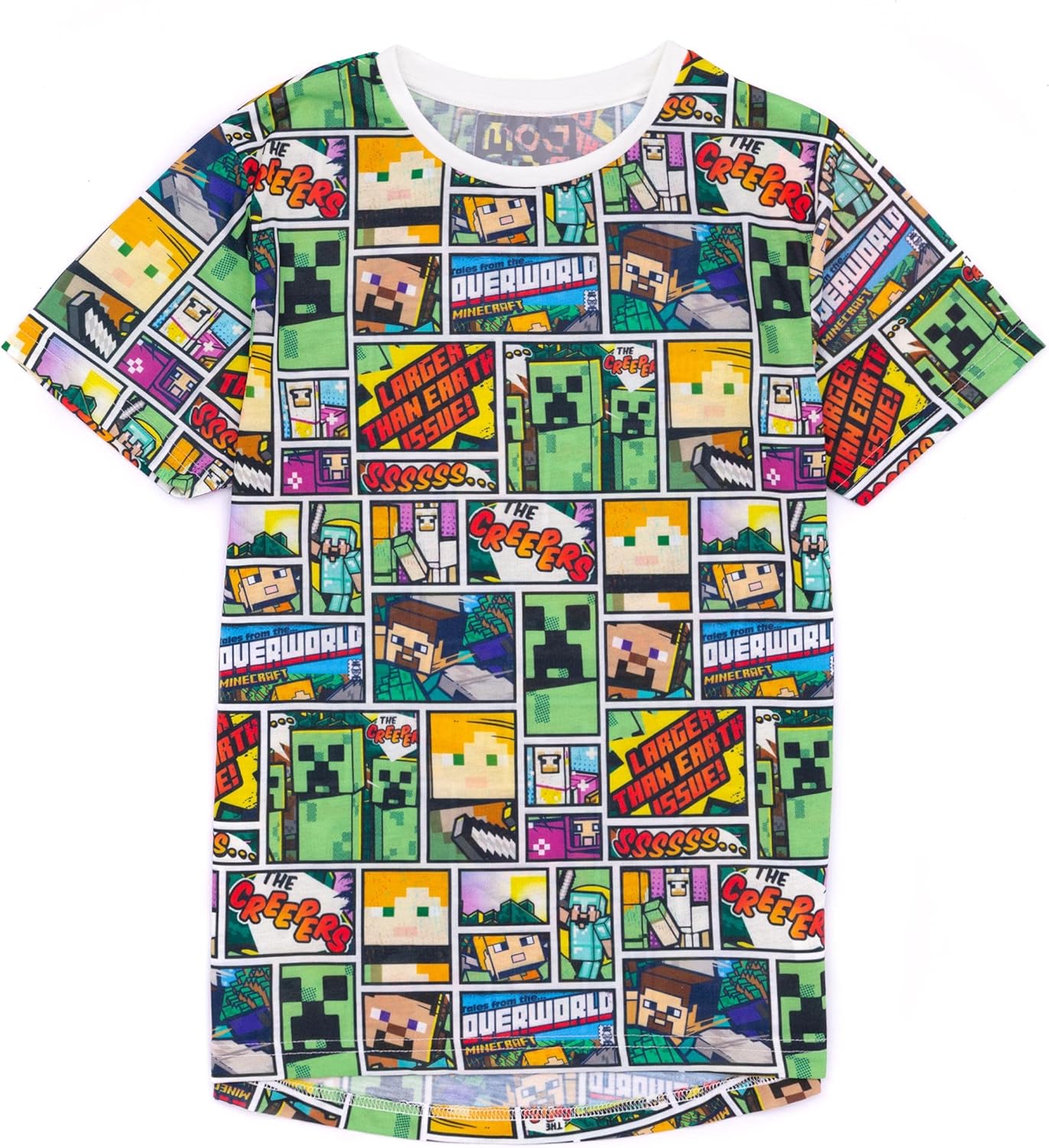 T-shirt Minecraft multicolore Steve et Creeper à manches courtes pour garçon