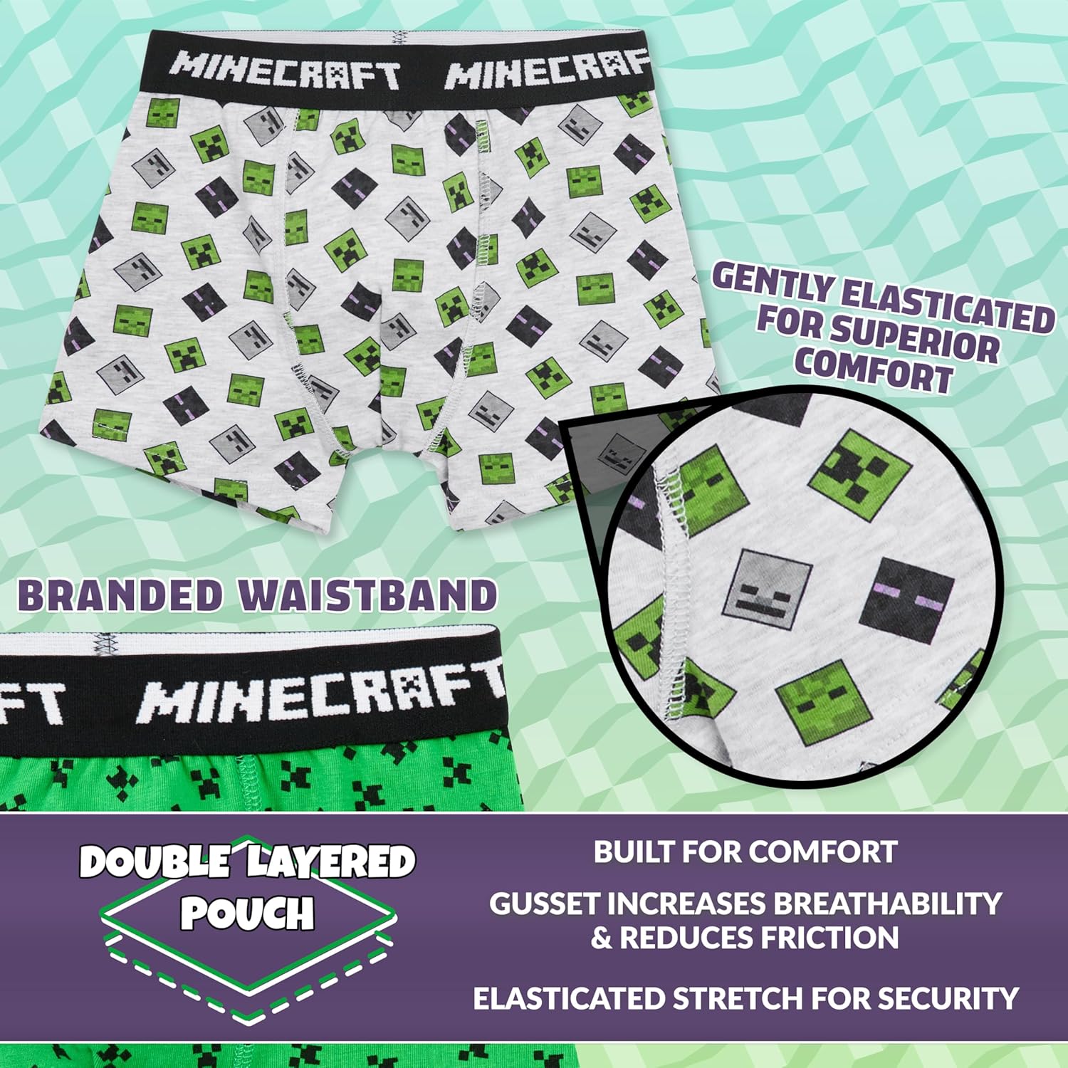 Lot de 3 boxers Minecraft garçon, tailles 7-8 ans à 13-14 ans – Image 4
