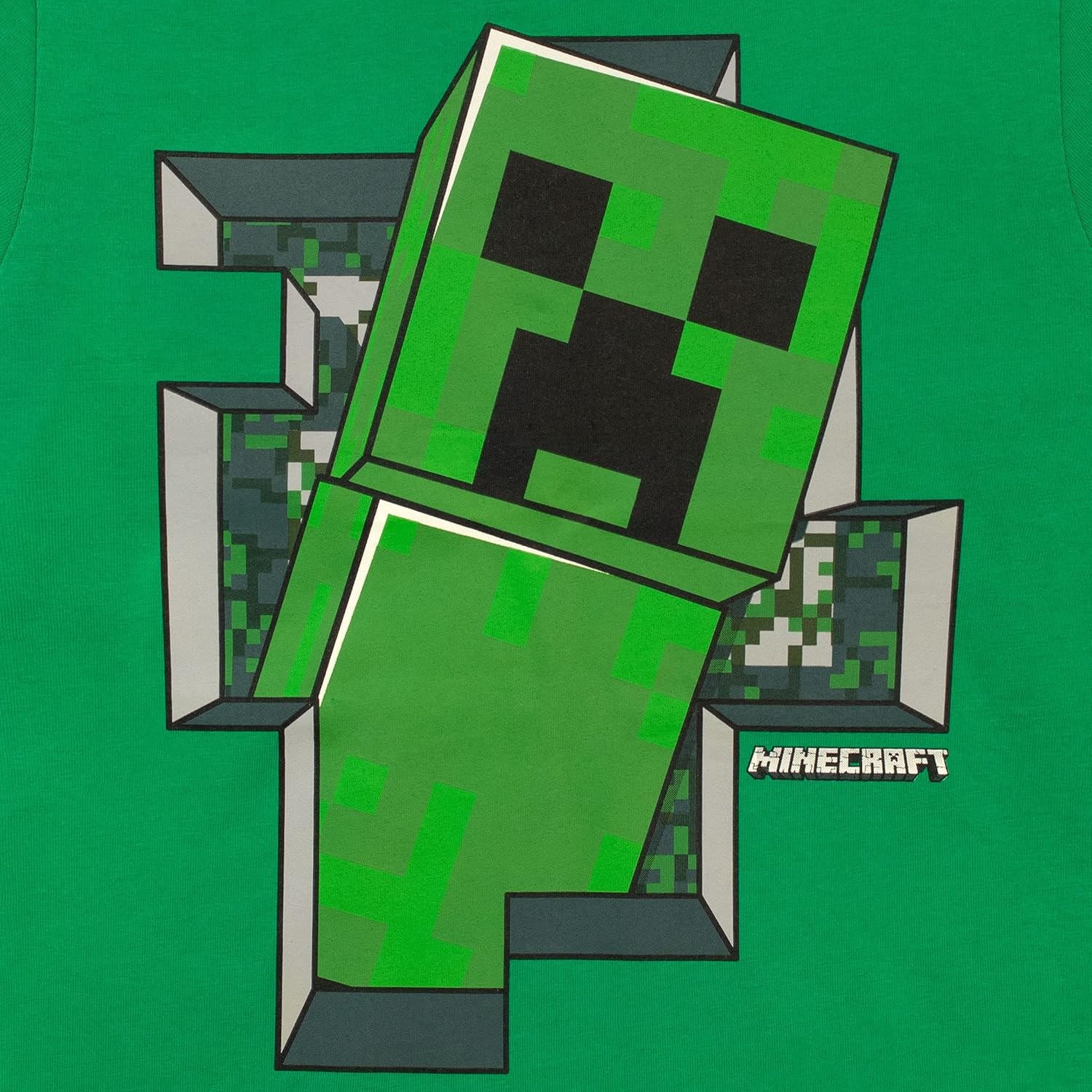 T-shirt Minecraft bleu à manches courtes avec Steve et Creeper pour garçons – Image 2