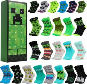 Calendrier de l'Avent Minecraft 2025 Creeper avec 24 chaussettes enfant et ado