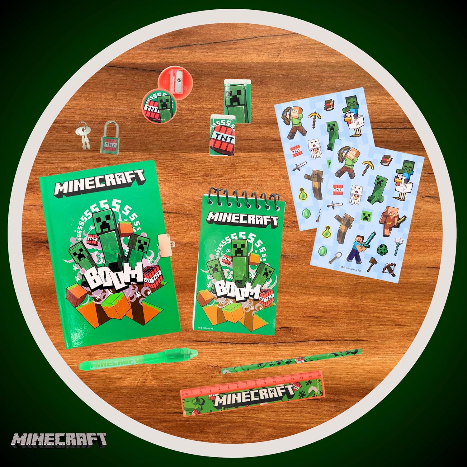 Coffret de papeterie Minecraft avec carnet, cadenas et accessoires – Image 3