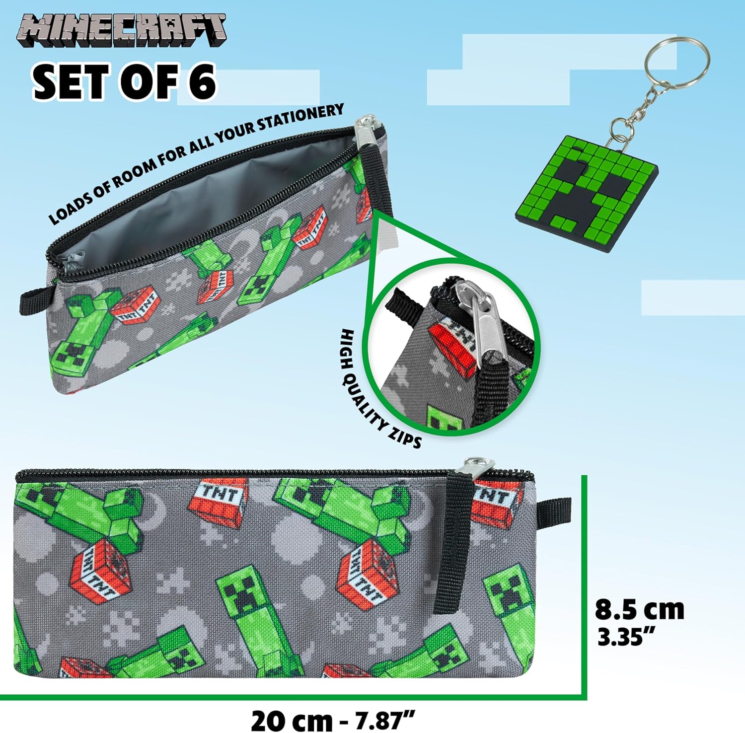 Ensemble cartable enfant Minecraft multicolore avec accessoires – Image 7