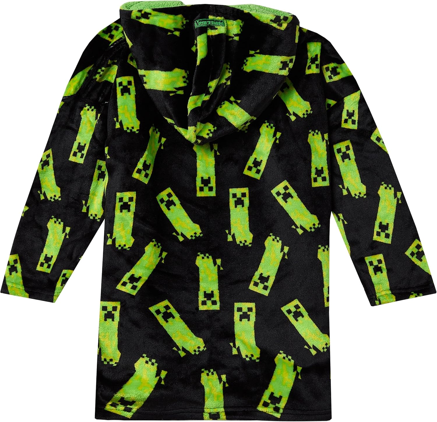 Cape Minecraft Creeper noire à capuche en polaire pour enfants, taille unique – Image 5