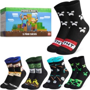 Lot de chaussettes garçon Minecraft, tailles 31-36 et 37-40