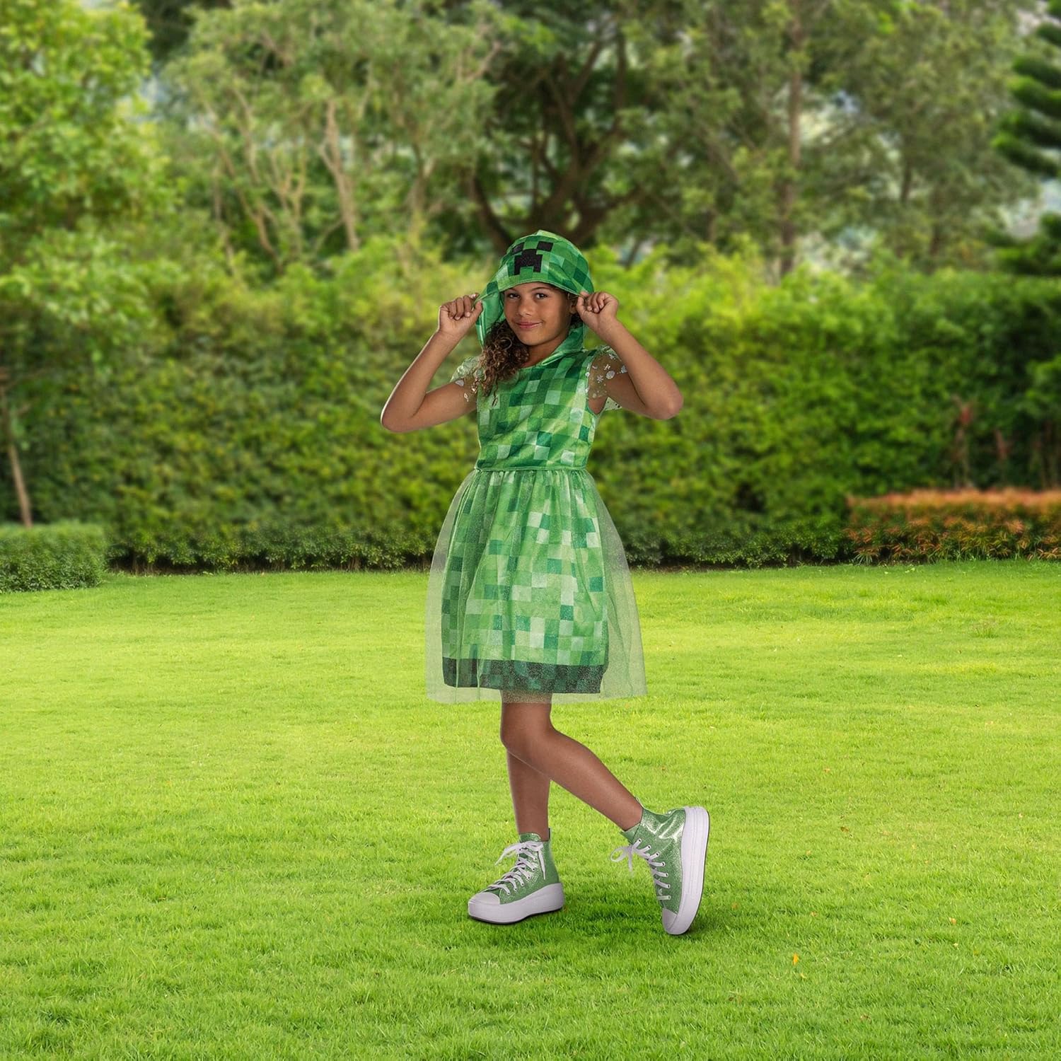 Costume enfant Minecraft Creeper avec robe verte à capuche, taille S pour 4 à 6 ans – Image 5