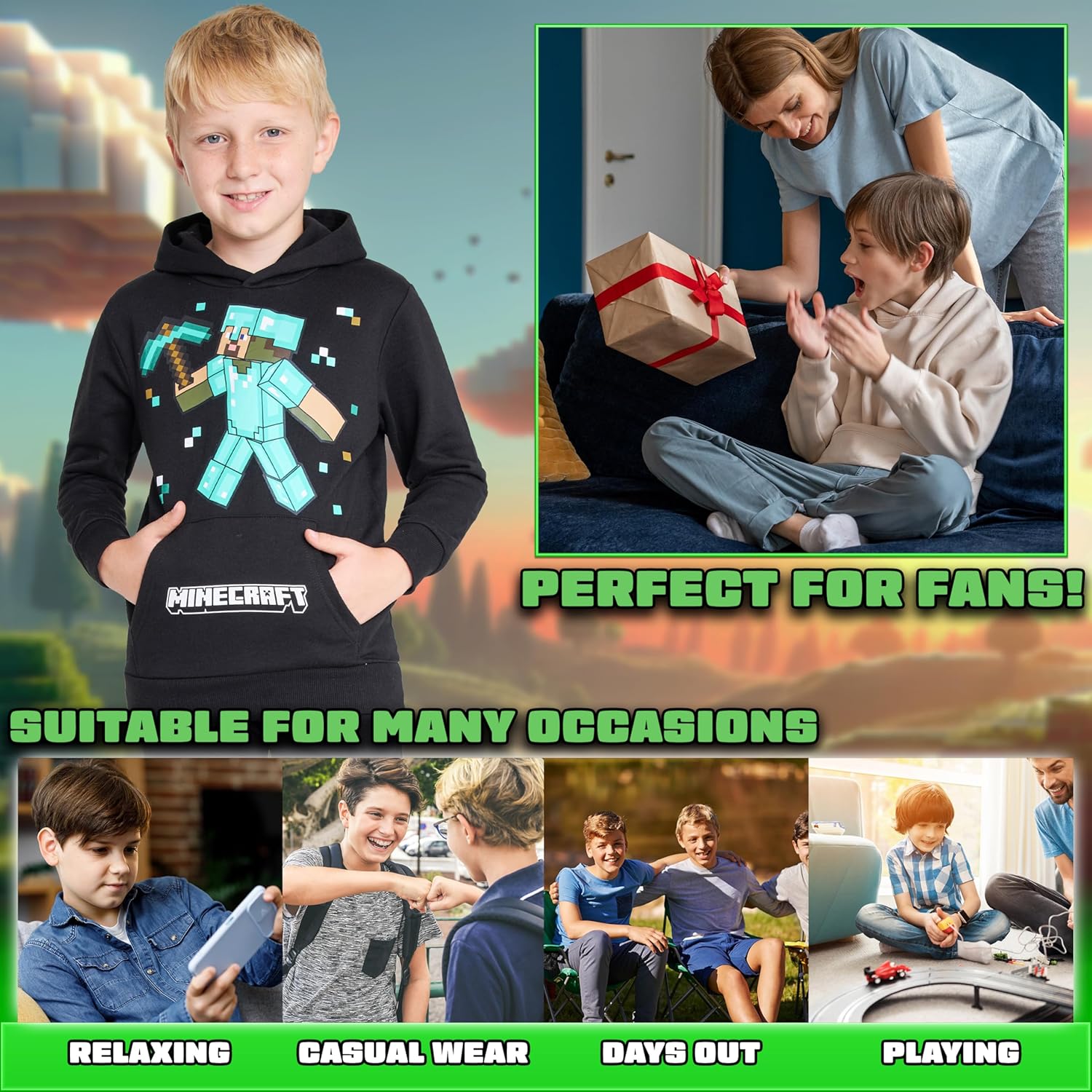 Ensemble jogging Minecraft garçon avec pantalon long – Image 3