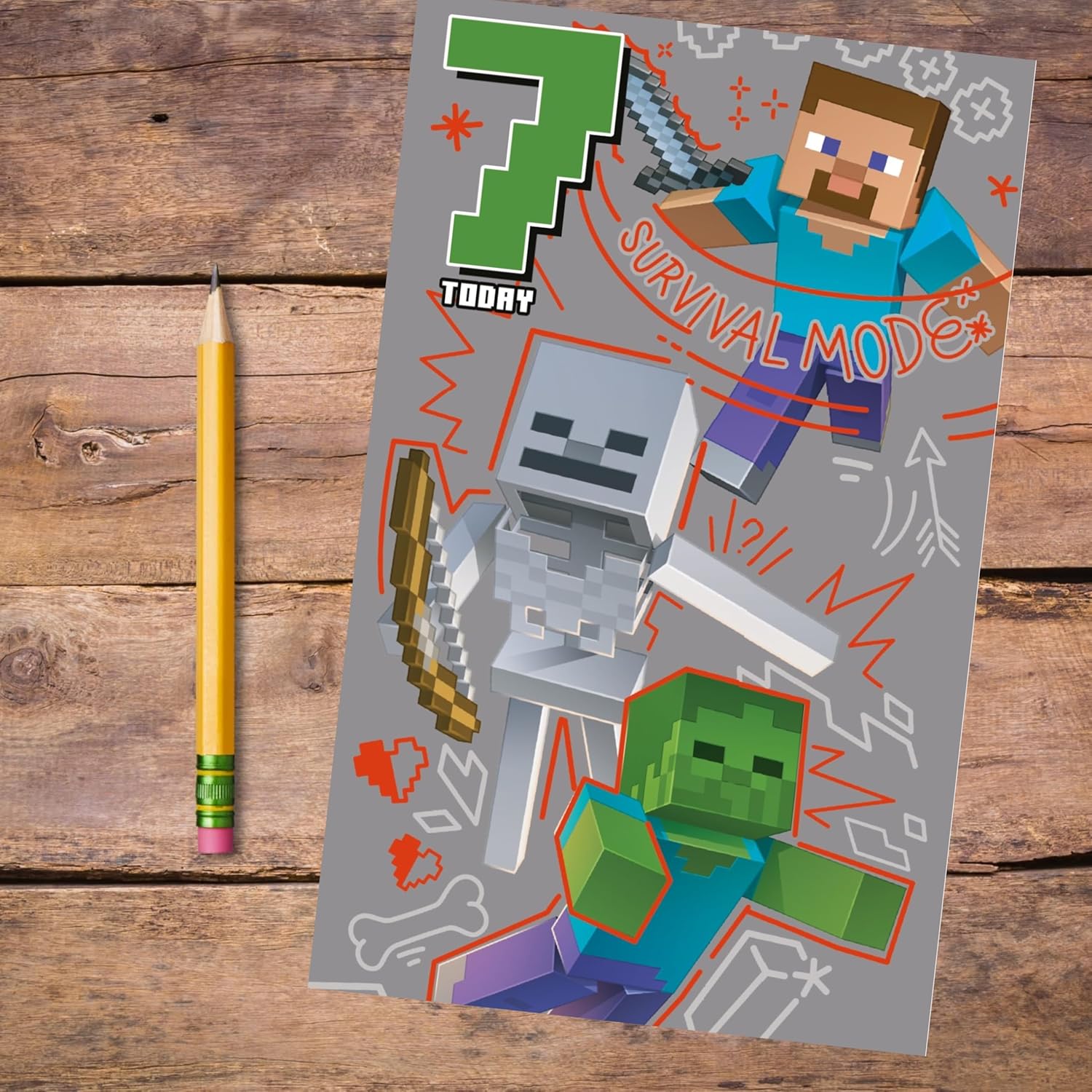Carte d’anniversaire Minecraft Happy 7th Birthday pour 7 ans – Image 4